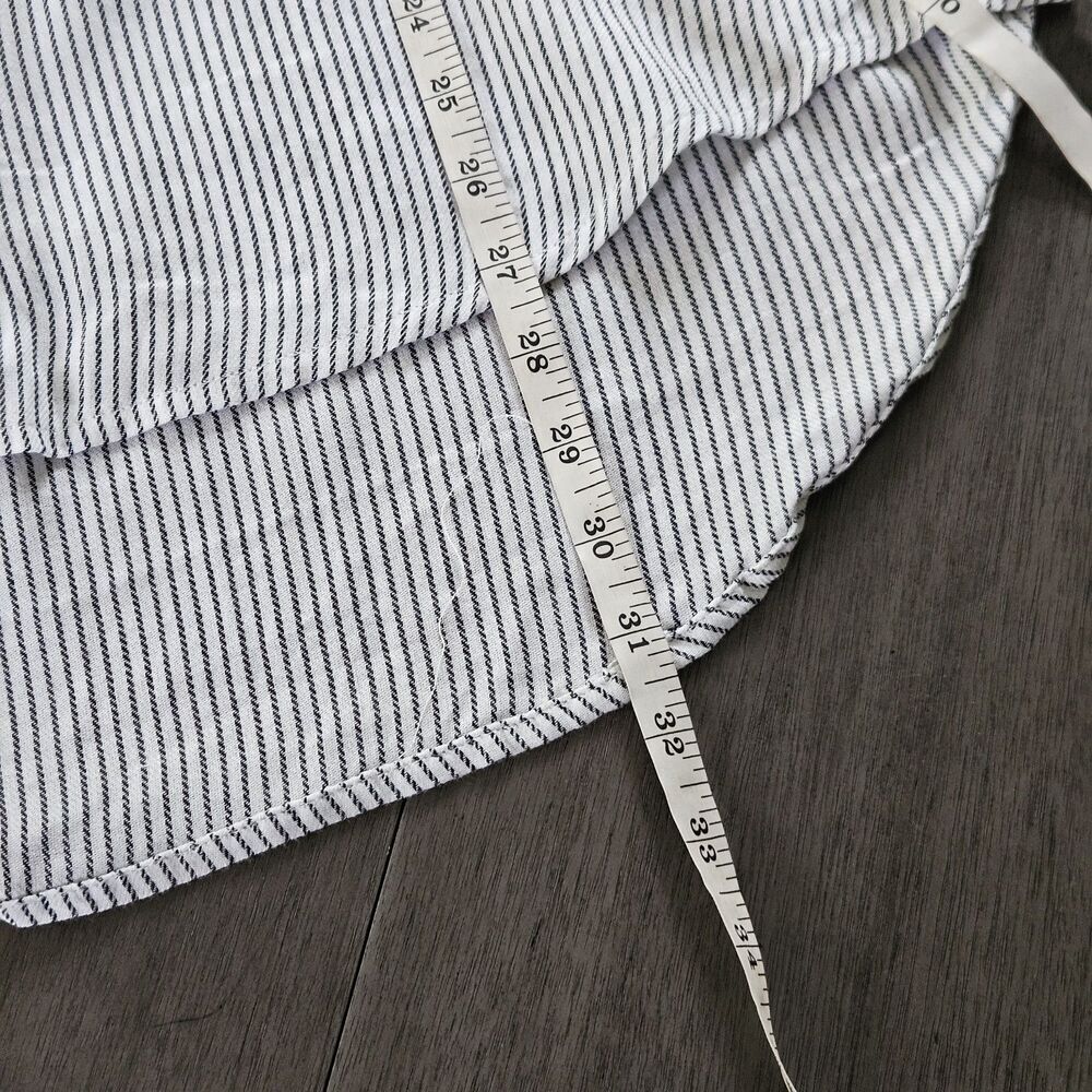 Gloria Vanderbilt 3X Gray Striped Short Dolman Sleeve Button Up Top Blouse Boxy - Picture 4 of 6